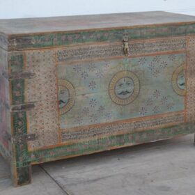 kh25 207 indian furniture sun face and script trunk left factory left