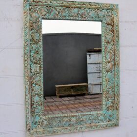 kh25 212 indian furniture medium blue carved mirror factory left