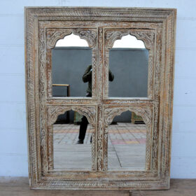 kh25 213 indian furniture natural 4 panel mirror factory front