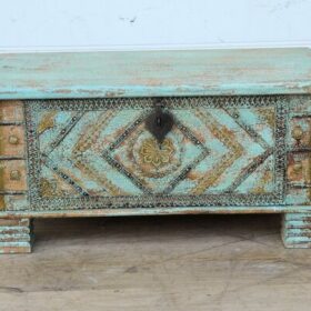 kh25 218 indian furniture blue diamond sultan trunk factory front