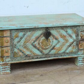 kh25 218 indian furniture blue diamond sultan trunk factory left