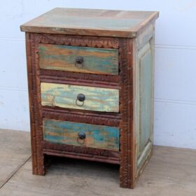 kh25 232 indian furniture 3 drawer bedside table right