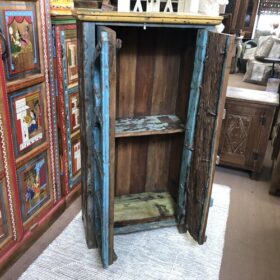 kh25 117 indian furniture old blue door cabinet open