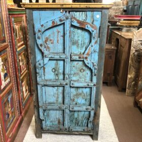 kh25 117 indian furniture old blue door cabinet front