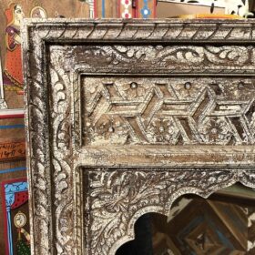 kh25 182 indian furniture natural carved arch mirror close