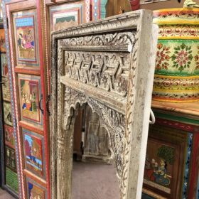 kh25 182 indian furniture natural carved arch mirror right