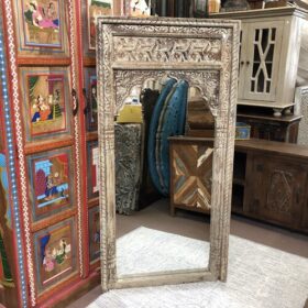 kh25 182 indian furniture natural carved arch mirror front