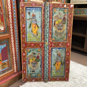 kh25 185 indian furniture small red & pale blue door front