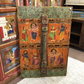 kh25 186 indian furniture small orange and sage door front