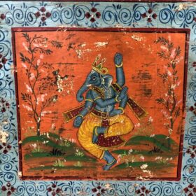 kh25 187 a indian furniture long panel blue orange ganesh