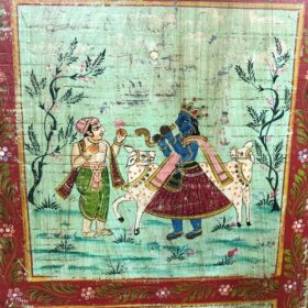 kh25 187 c indian furniture scenes panel red green close
