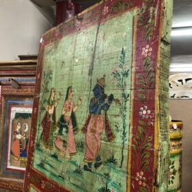 kh25 187 c indian furniture scenes panel red green side