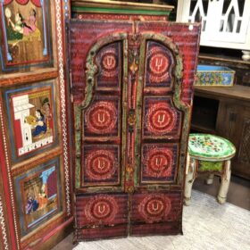 kh25 188 a indian furniture red scripted archwork door front