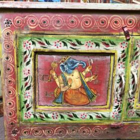 kh25 197 indian furniture red painted tv cabinet close