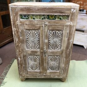 kh25 198 indian furniture natural cabinet with tile front