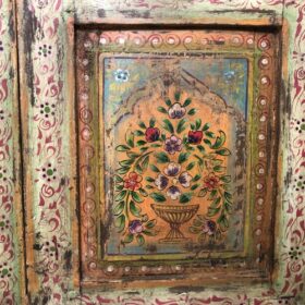 kh25 199 a indian furniture green frame iron bar door details