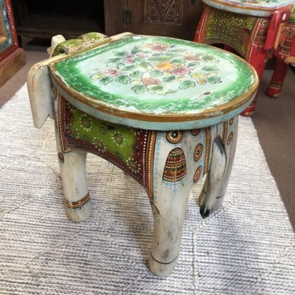 kh25 205 b indian furniture painted elephant tables back