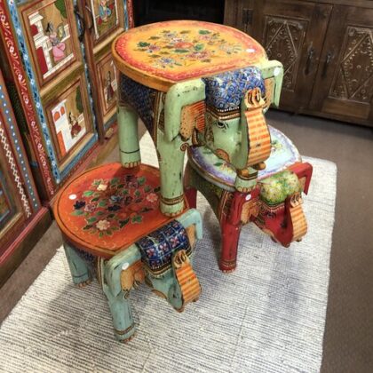kh25 205 indian furniture painted elephant tables above
