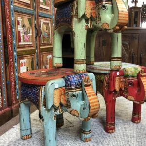 kh25 205 indian furniture painted elephant tables close