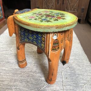 kh25 205 l indian furniture painted elephant tables back