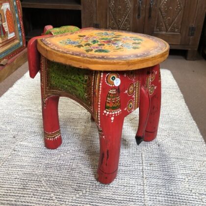 kh25 205 n indian furniture painted elephant tables back