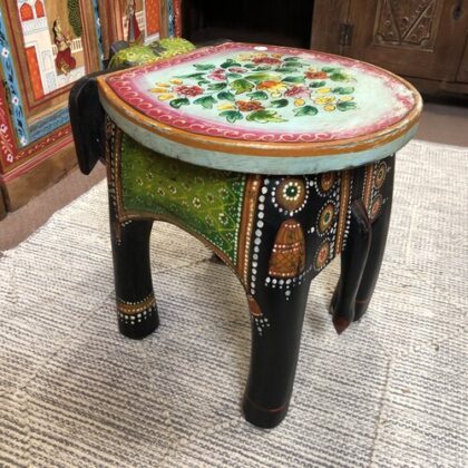 kh25 205 p indian furniture painted elephant tables back