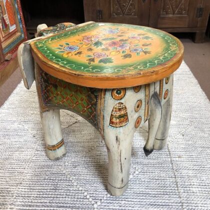 kh25 205 s indian furniture painted elephant tables back