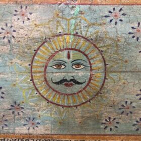 kh25 207 indian furniture sun face and script trunk above