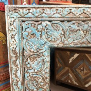 kh25 212 indian furniture medium blue carved mirror corner