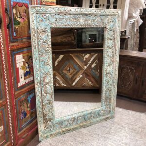 kh25 212 indian furniture medium blue carved mirror main