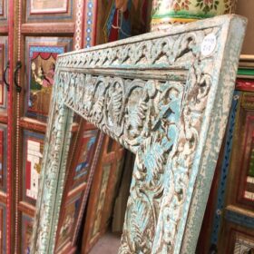 kh25 212 indian furniture medium blue carved mirror right