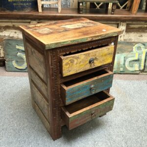 kh25 232 a indian furniture 3 drawer bedside table open