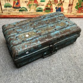 kh25 66 indian furniture vintage blue trunk top