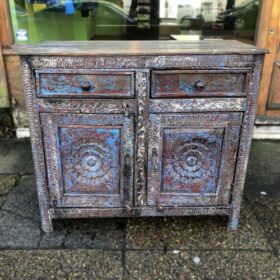 kh25 95 indian furniture floral carved sideboard front