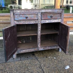 kh25 95 indian furniture floral carved sideboard open