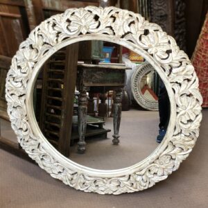 k80 8052 white indian furniture circular carved mirrors front