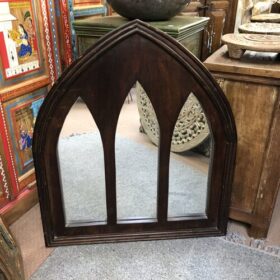 k15 8489 indian furniture gothic arch mirror sheesham dark front