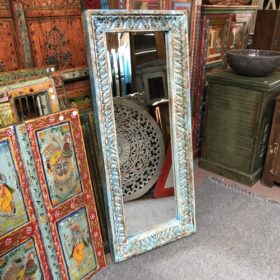 kh12 m 8018 indian mirror blue frame carved portrait