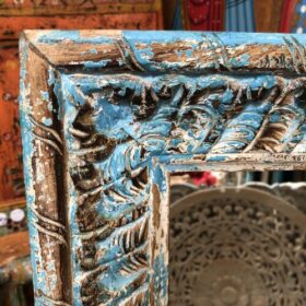 kh12 m 8018 indian mirror blue frame carved close