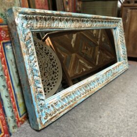 kh12 m 8018 indian mirror blue frame carved left