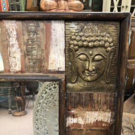 kh20 177 indian furniture large mirror with buddhas reclaimed face