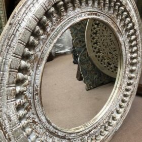 kh25 184 indian furniture circular nodule mirror left close