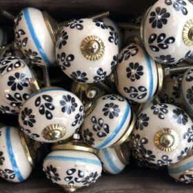 k78 2869 b k80 8161 indian accessory gift ceramic knobs floral with blue set