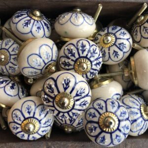 k80 8161 f indian accessory gift ceramic knobs blue white fern grouped