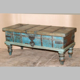 k81 8073 indian furniture slender blue trunk on feet factory