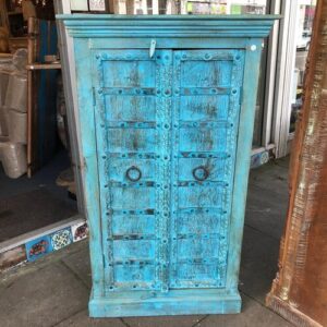 k81 7966 indian furniture blue midsize cabinet front