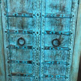 k81 7966 indian furniture blue midsize cabinet close
