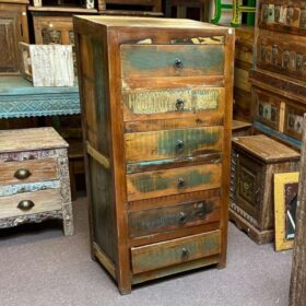 k81 8027 indian furniture slim 6 drawer chest angle