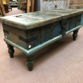 k81 8073 indian furniture slender blue trunk on feet left