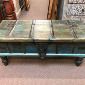 k81 8073 indian furniture slender blue trunk on feet top